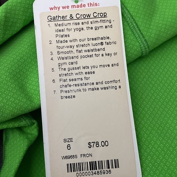 Lululemon Gather & Crow Crop 6 NWT - Picture 8 of 8